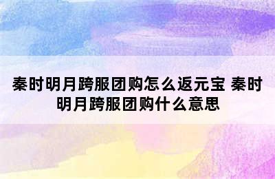 秦时明月跨服团购怎么返元宝 秦时明月跨服团购什么意思